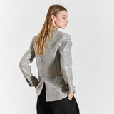 Primetime Looks-Plaid double-breasted blazer with sequins