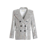 Primetime Looks-Plaid double-breasted blazer with sequins