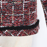 Primetime Looks-Plaid tweed V-Neck blazer