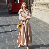 Pleated Belted Trench in beige