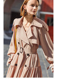 Pleated Belted Trench in beige