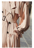 Pleated Belted Trench in beige