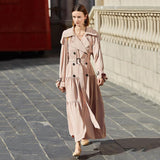Pleated Belted Trench in beige