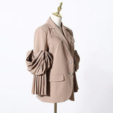 Pleated Sleeve Blazer in colors