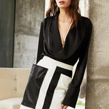 Plunge Neck Classy Blouse