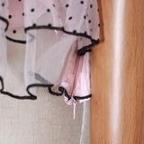 Polka dot ruffled mesh top