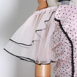 Polka dot ruffled mesh top