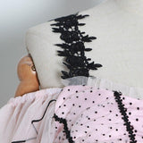 Polka dot ruffled mesh top