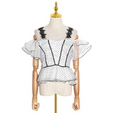 Polka dot ruffled mesh top