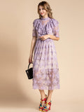 POLYANNE ruffled lace midi dress