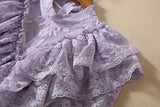 POLYANNE ruffled lace midi dress