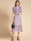 POLYANNE ruffled lace midi dress
