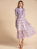 POLYANNE ruffled lace midi dress