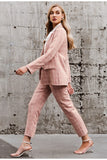 Primetime Looks-Powder pink plaid pant suit