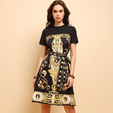 PRIYA Vintage Chic Belted Midi Dress