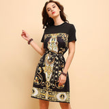 PRIYA Vintage Chic Belted Midi Dress