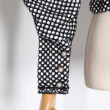 Primetime Looks-Puff-sleeve houndstooth short jacket