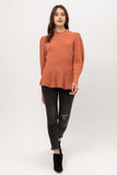 Puff Sleeve Sweater in Orange