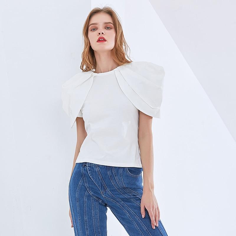 Puffed Pleated Sleeve Blouse in colors