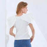 Puffed Pleated Sleeve Blouse in colors