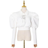 Puffed Sleeve CropTop with bows in colors