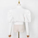 Puffed Sleeve CropTop with bows in colors