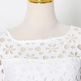 Puffed Sleeve Midi Lace Dress in colors