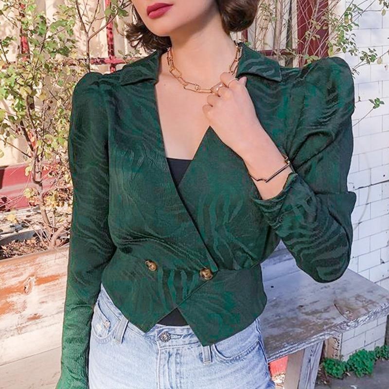 Puffed Sleeve Peplum Blazer in colors