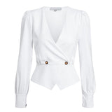 Puffed Sleeve Peplum Blazer in colors