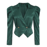 Puffed Sleeve Peplum Blazer in colors