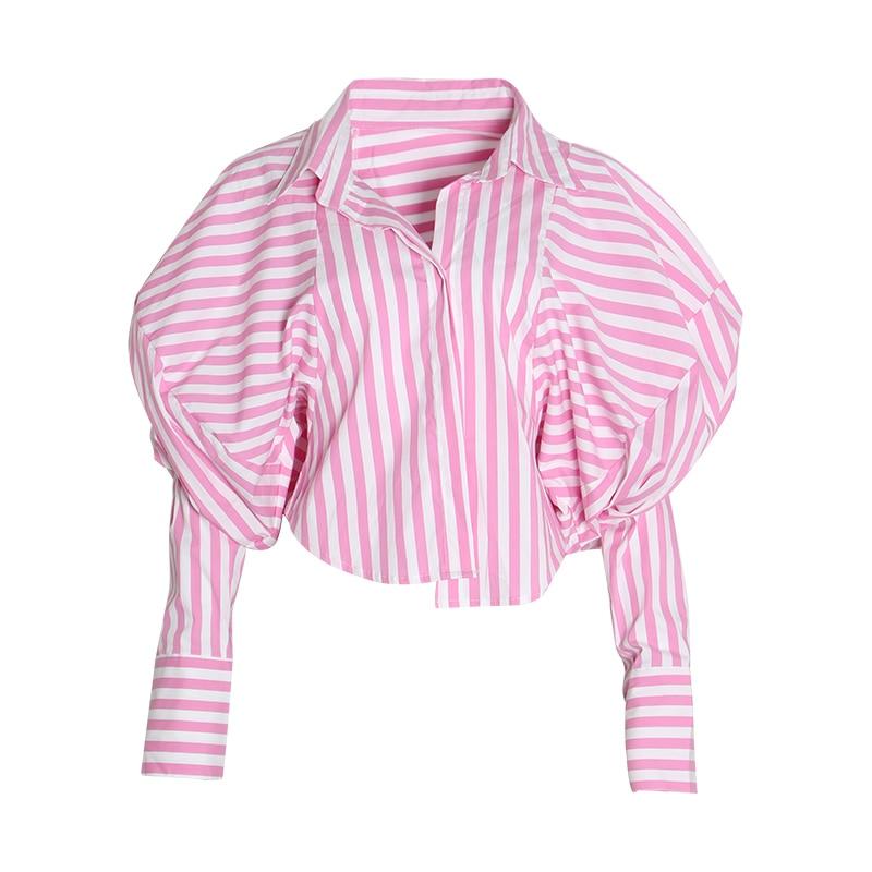 Puffed Sleeve Stripe Shirt in colors-shirt-Primetime-Looks