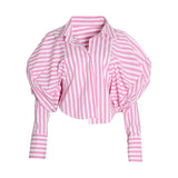 Puffed Sleeve Stripe Shirt in colors-shirt-Primetime-Looks