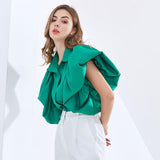 Puffy Butterfly Sleeves Blouse in colors