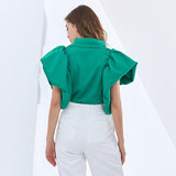 Puffy Butterfly Sleeves Blouse in colors