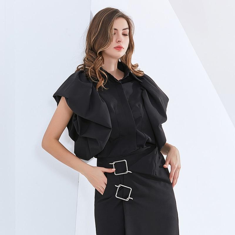 Puffy Butterfly Sleeves Blouse in colors