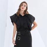 Puffy Butterfly Sleeves Blouse in colors