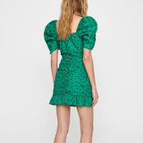 Puffy Top and Ruched Skirt Polka dot Set-set-Primetime-Looks