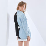 Pullover with Faux Denim Jacket
