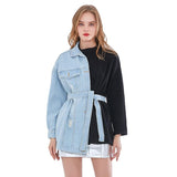 Pullover with Faux Denim Jacket