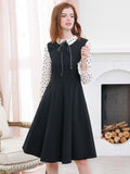 RECCA Polka Dot Bowknot Elegant Sweet Dress