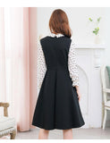RECCA Polka Dot Bowknot Elegant Sweet Dress
