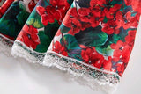 RED BLOOM Bow Ruffled Maxi Dress