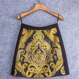 Retro Print Mini Skirt with beads