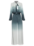 Primetime Looks-Ribbon Pocket breasted Square Pants Suit