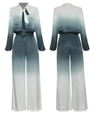 Primetime Looks-Ribbon Pocket breasted Square Pants Suit