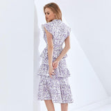RIZZA Ruffled Printed Midi Dress in colors