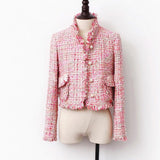 ROCCOLI plaid short blazer in pink-blazer-Primetime-Looks