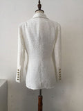 Primetime Looks-Rodeo Drive cotton-blend double-breasted long blazer in white