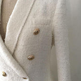 Primetime Looks-Rodeo Drive cotton-blend double-breasted long blazer in white