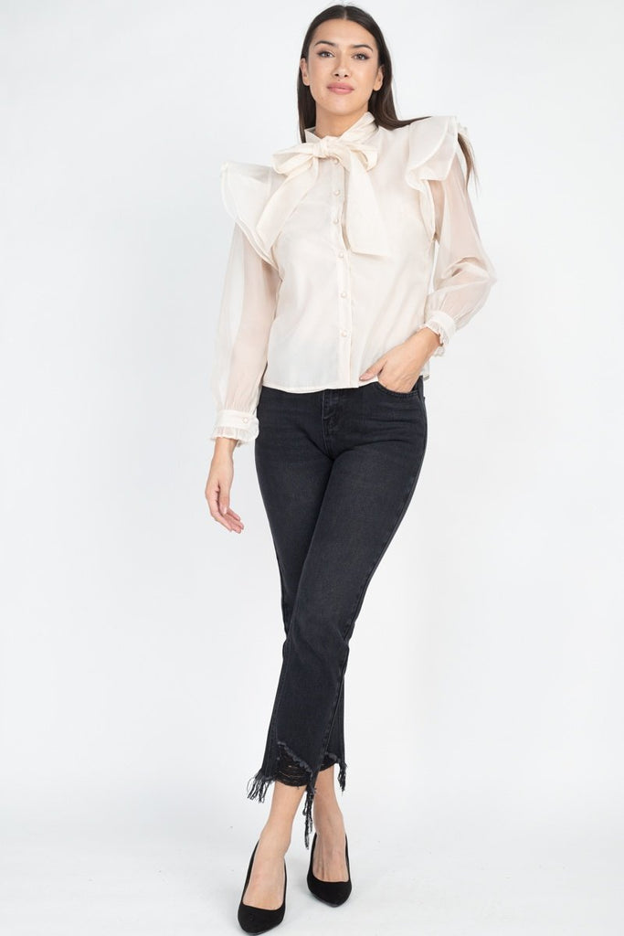 Romantic Bow Tie Blouse in colors